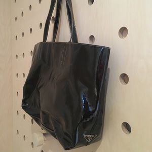 Prada black patent vintage tote